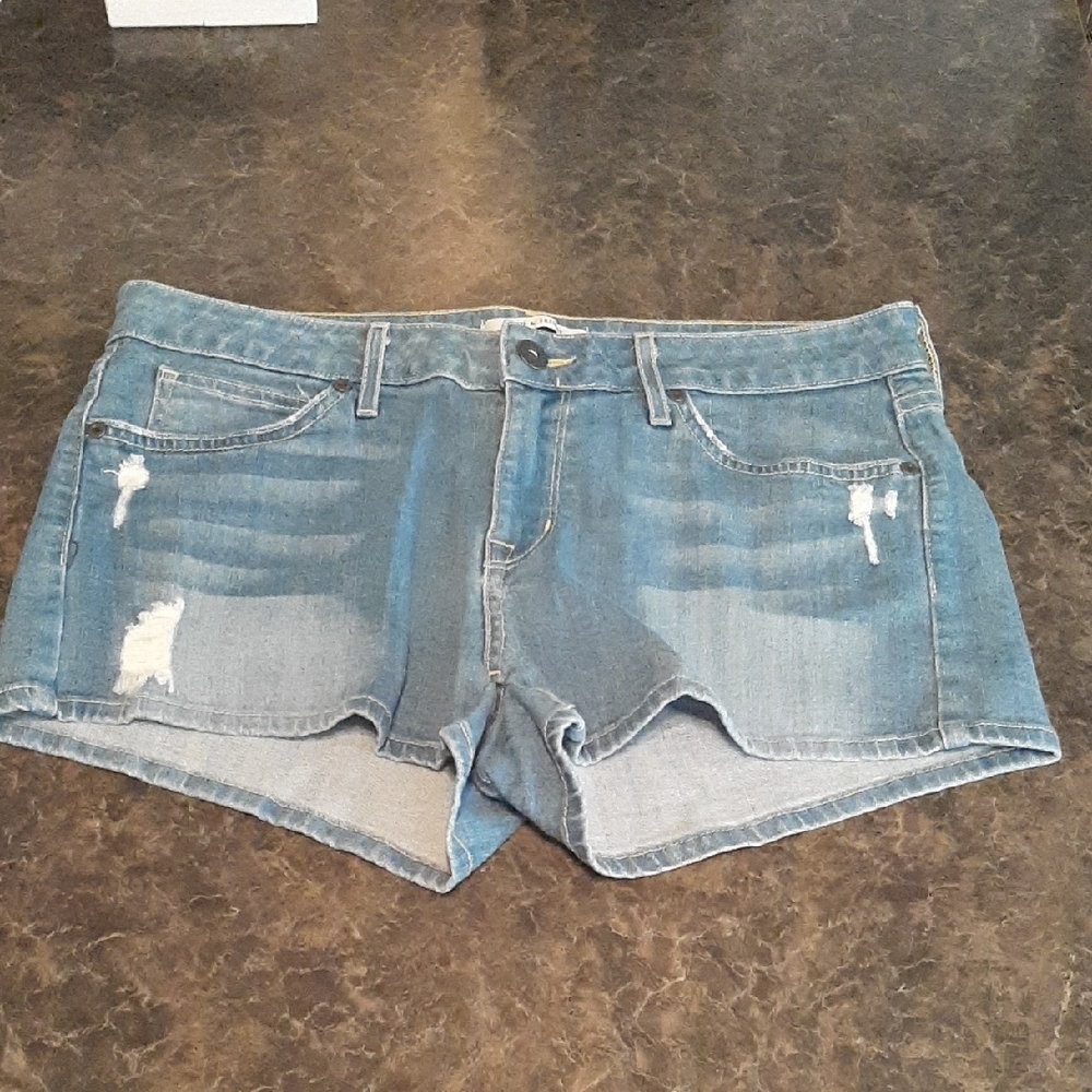 Rich & Skinny Blue Distressed Jean Shorts Size 28
